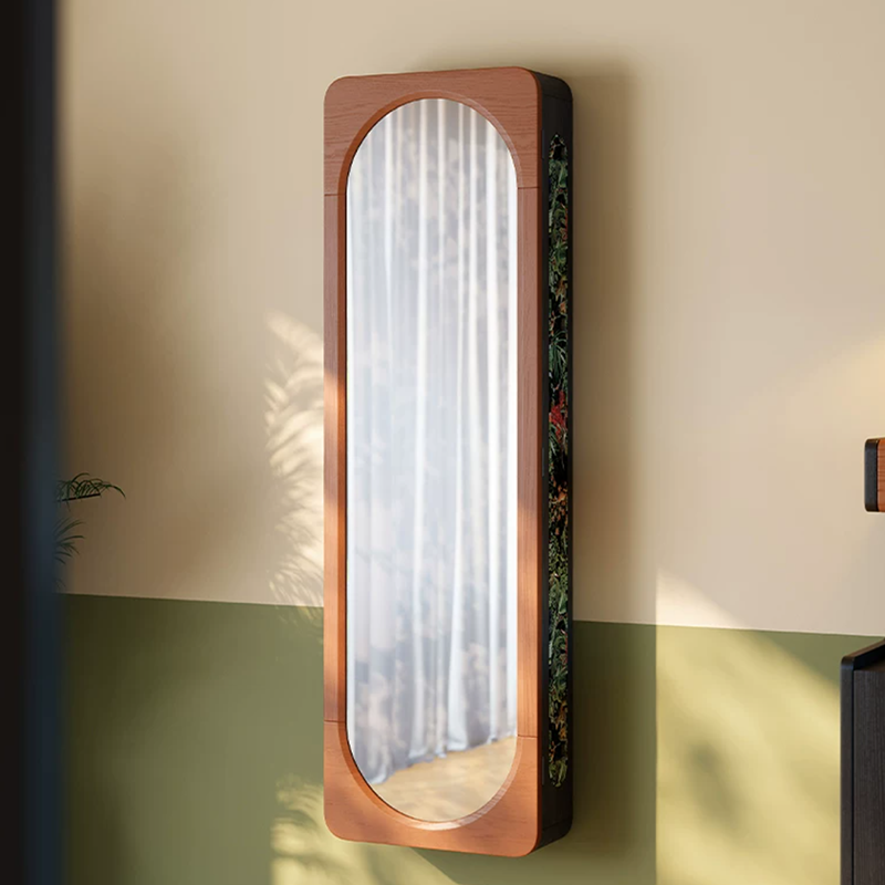 Multi-Functional Space-Saving Wall-Mounted Full-Length Wall Mirror - French Mirror With Hidden Storage & Wardrobe Organizer For Bedroom Lumendat