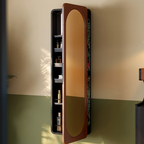 Multi-Functional Space-Saving Wall-Mounted Full-Length Wall Mirror - French Mirror With Hidden Storage & Wardrobe Organizer For Bedroom Lumendat