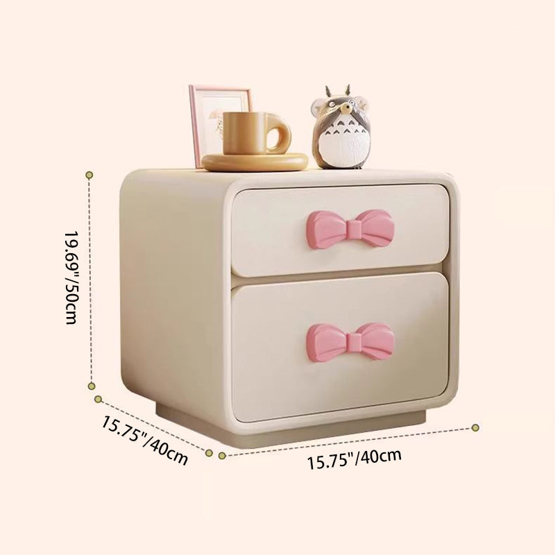 Lumendat Contemporary Creative Rectangular Cat-Scratch Leather Eco-Friendly Board Nightstand 2-Drawer For Bedroom Lumendat