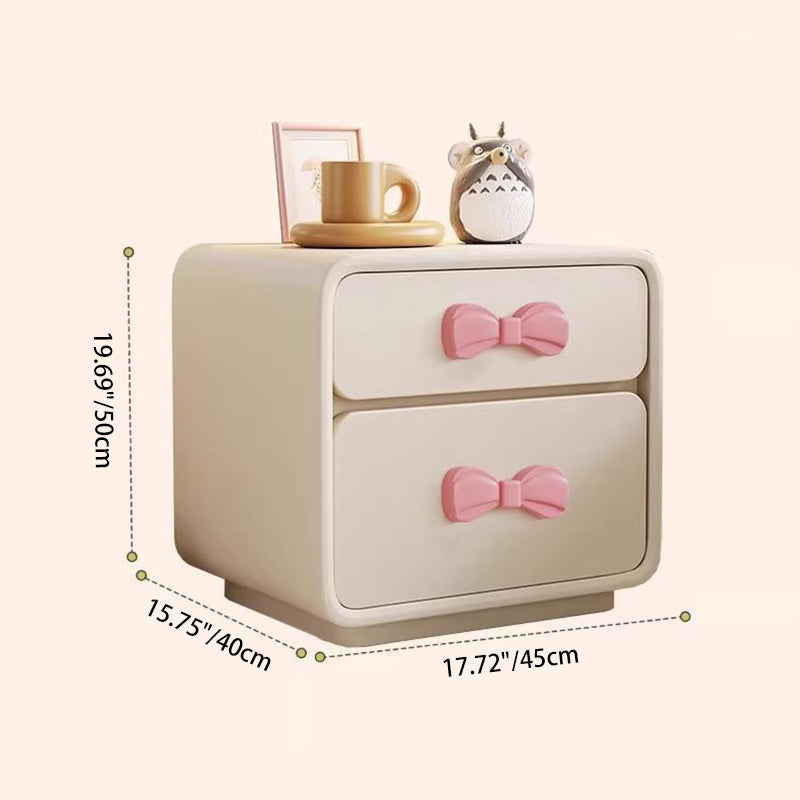 Lumendat Contemporary Creative Rectangular Cat-Scratch Leather Eco-Friendly Board Nightstand 2-Drawer For Bedroom Lumendat