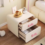 Lumendat Contemporary Creative Rectangular Cat-Scratch Leather Eco-Friendly Board Nightstand 2-Drawer For Bedroom Lumendat