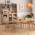 Contemporary Scandinavian North American Ash Wood Storage Cabinet - Rectangular With Hutch Ribbed Glass Storage Sideboard For Dining Room & Kitchen Lumendat