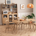Contemporary Scandinavian North American Ash Wood Storage Cabinet - Rectangular With Hutch Ribbed Glass Storage Sideboard For Dining Room & Kitchen Lumendat