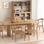 Contemporary Nordic North American Ash Wood Dining Table Set - Rectangular Wooden Table & Curved Chairs For Kitchen & Dining Room Lumendat