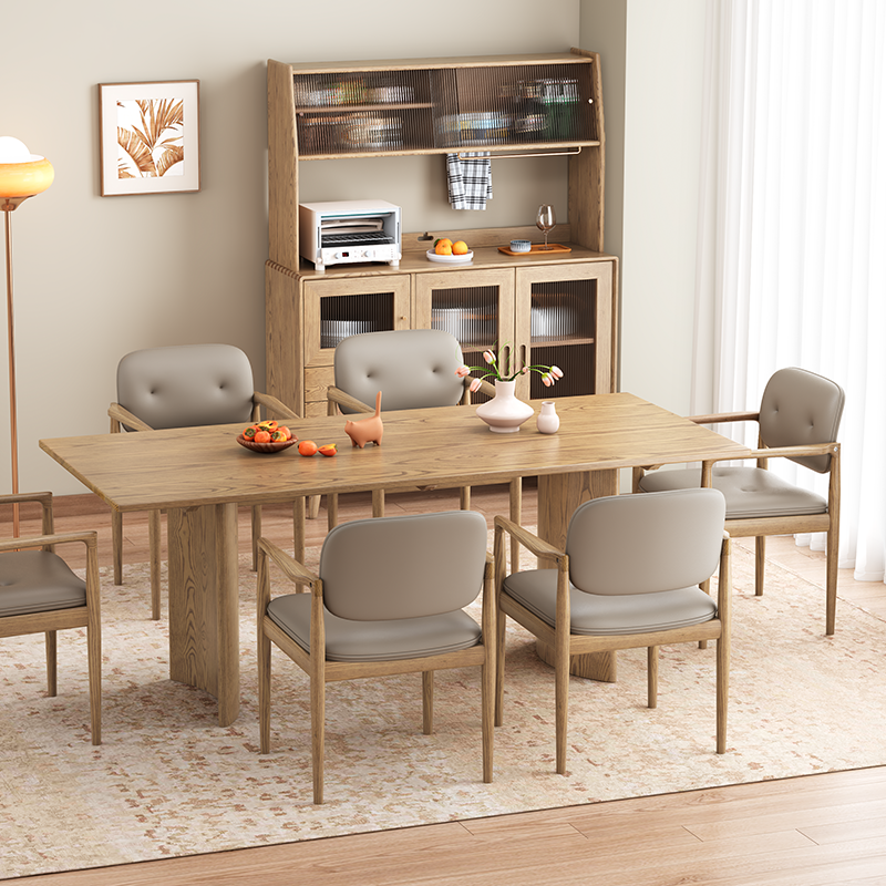 Contemporary Scandinavian North American Ash Wood Storage Cabinet - Rectangular With Hutch Ribbed Glass Storage Sideboard For Dining Room & Kitchen Lumendat
