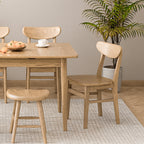 Contemporary Scandinavian North American Ash Wood Dining Table Set - Rectangular Dining Table Elliptical Back Chairs For Dining Room & Kitchen Lumendat