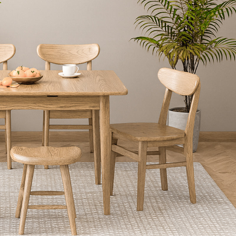 Contemporary Scandinavian North American Ash Wood Dining Table Set - Rectangular Dining Table Elliptical Back Chairs For Dining Room & Kitchen Lumendat