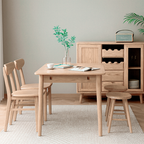 Contemporary Scandinavian North American Ash Wood Dining Table Set - Rectangular Dining Table Elliptical Back Chairs For Dining Room & Kitchen Lumendat