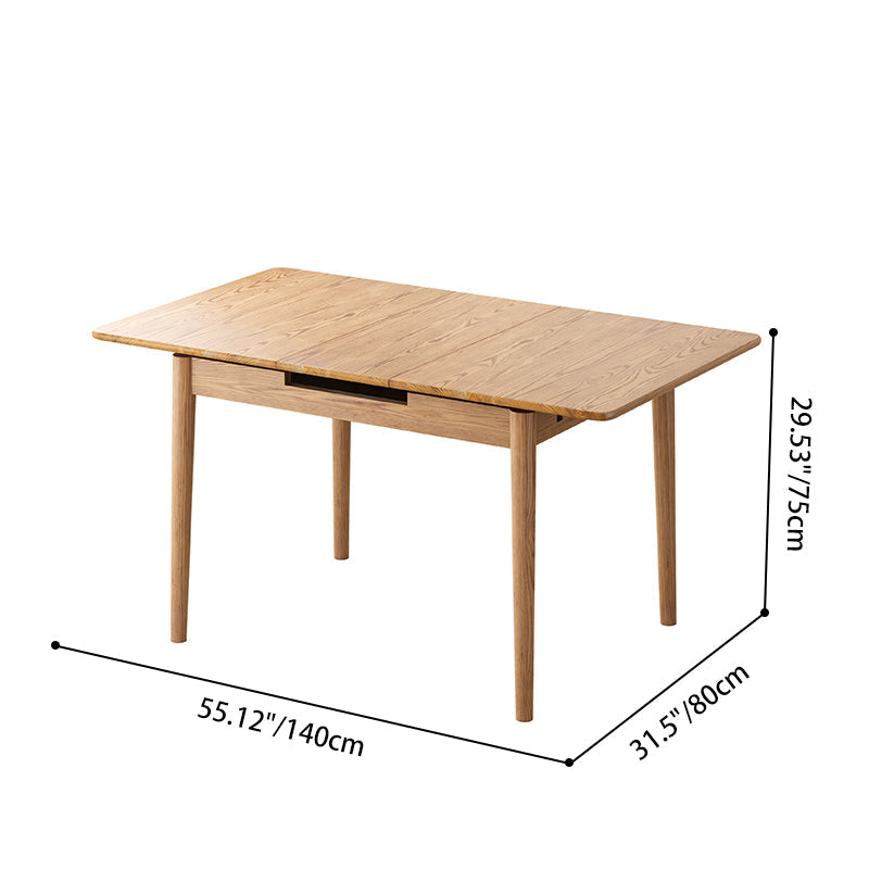 Contemporary Scandinavian North American Ash Wood Dining Table Set - Rectangular Dining Table Elliptical Back Chairs For Dining Room & Kitchen Lumendat
