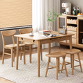 Contemporary Scandinavian North American Ash Wood Dining Table Set - Rectangular Dining Table Elliptical Back Chairs For Dining Room & Kitchen Lumendat