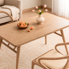 Contemporary Nordic North American Ash Wood Dining Table - Rectangular Solid Wood Table For Kitchen & Dining Room Lumendat
