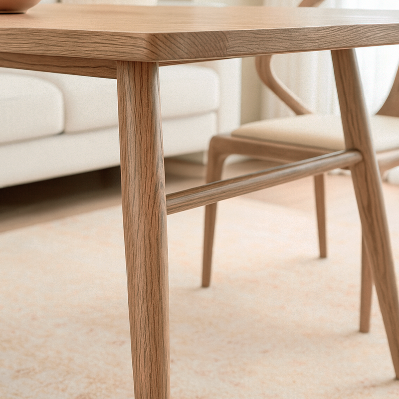 Contemporary Nordic North American Ash Wood Dining Table - Rectangular Solid Wood Table For Kitchen & Dining Room Lumendat