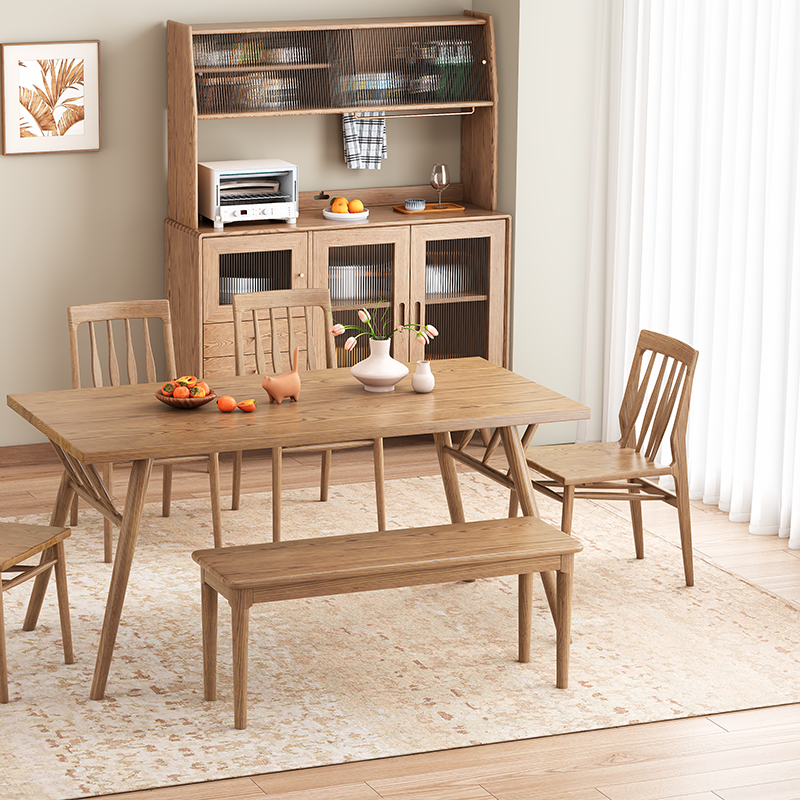 Contemporary Nordic North American Ash Wood Dining Table - Rectangular Solid Wood Table For Kitchen & Dining Room Lumendat