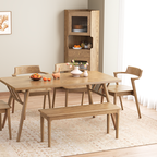 Contemporary Nordic North American Ash Wood Dining Table - Rectangular Solid Wood Table For Kitchen & Dining Room Lumendat