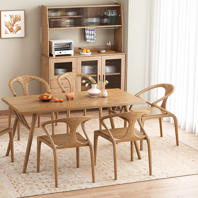 Contemporary Nordic North American Ash Wood Dining Table - Rectangular Solid Wood Table For Kitchen & Dining Room Lumendat