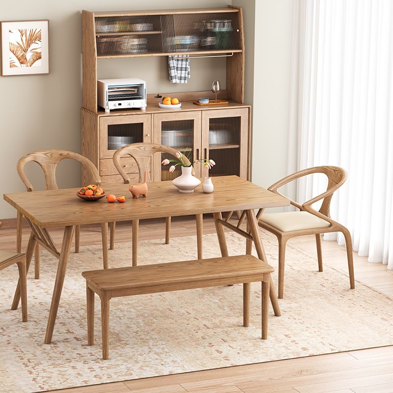Contemporary Nordic North American Ash Wood Dining Table - Rectangular Solid Wood Table For Kitchen & Dining Room Lumendat