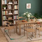 Contemporary Nordic North American Ash Wood Dining Table Set - Rectangular Wooden Table & Curved Chairs For Kitchen & Dining Room Lumendat