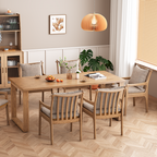 Contemporary Nordic North American Ash Wood Dining Table Set - Rectangular Dining Table Set With Cushioned Chairs For Dining Room & Kitchen Lumendat