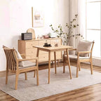 Contemporary Nordic North American Ash Wood Dining Table Set - Rectangular Dining Table Set With Cushioned Chairs For Dining Room & Kitchen Lumendat