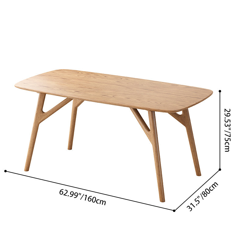 Contemporary Nordic Rectangular North American Ash Wood Dining Table Set - Rectangular Dining Table Rhombus Chairs For Dining Room & Kitchen Lumendat