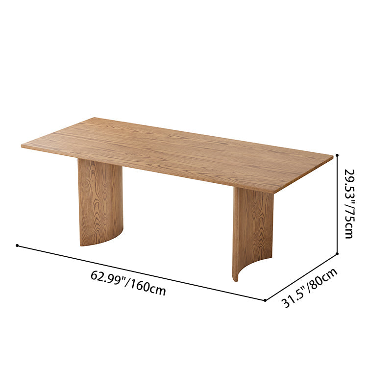 Traditional Chinese North American Ash Wood Dining Table Set - Rectangular Dining Table Curved Back Chairs For Dining Room & Kitchen Lumendat