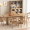 Traditional Chinese North American Ash Wood Dining Table Set - Rectangular Dining Table Curved Back Chairs For Dining Room & Kitchen Lumendat