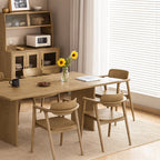 Contemporary Scandinavian North American Ash Wood Dining Table Set - Rectangular Dining Table Trapezoidal Back Chairs For Dining Room & Kitchen Lumendat