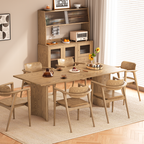 Contemporary Scandinavian North American Ash Wood Dining Table Set - Rectangular Dining Table Trapezoidal Back Chairs For Dining Room & Kitchen Lumendat