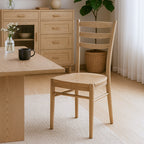 Contemporary Scandinavian North American Ash Wood Dining Table Set - Rectangular Dining Table Ladder Back Chairs For Dining Room & Kitchen Lumendat