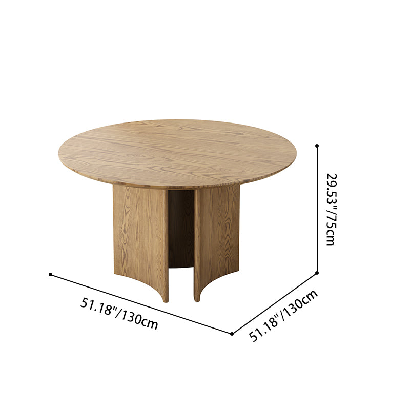 Traditional Chinese North American Ash Wood Dining Table Set - Round Dining Table Hollow Design Back Chairs For Dining Room & Kitchen Lumendat