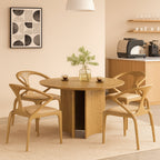 Contemporary Scandinavian North American Ash Wood Dining Table Set - Round Dining Table Curved Back Chairs For Dining Room Lumendat