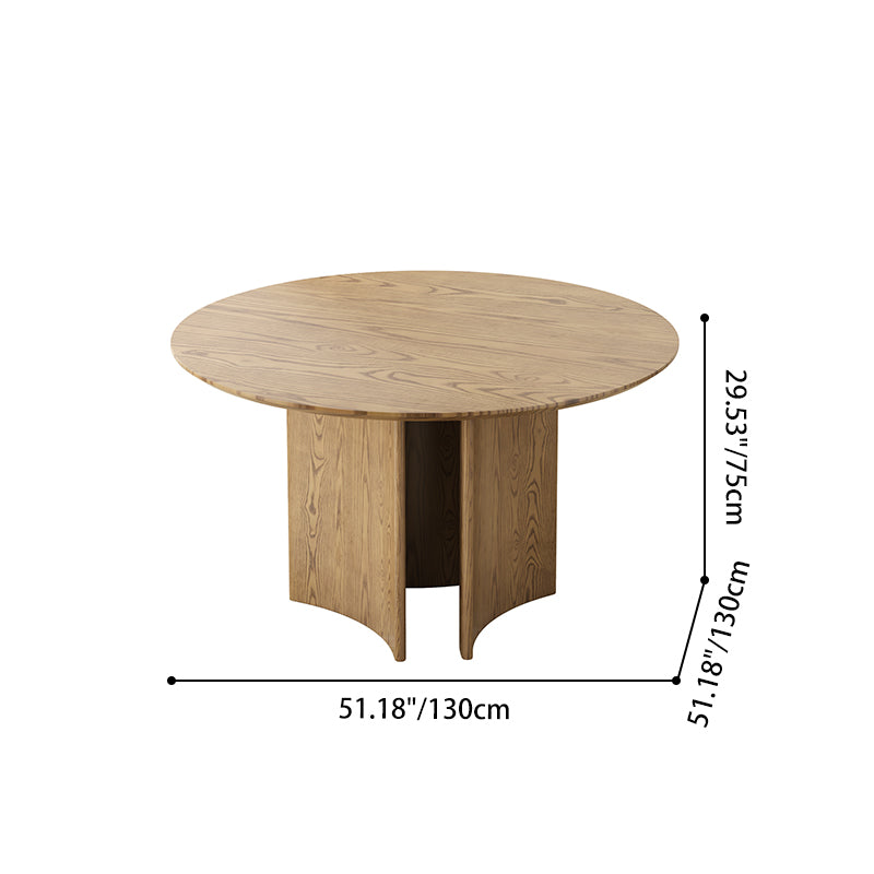Contemporary Scandinavian North American Ash Wood Dining Table Set - Round Dining Table Curved Back Chairs For Dining Room Lumendat