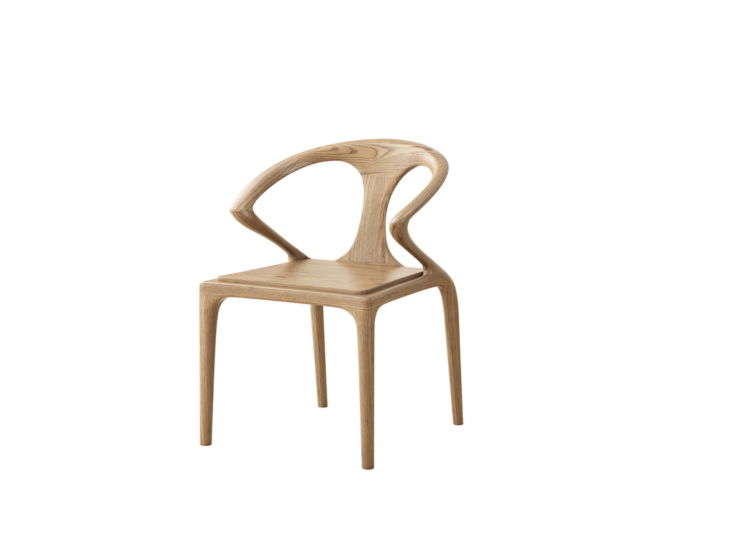 Contemporary Scandinavian North American Ash Wood Dining Table Set - Round Dining Table Curved Back Chairs For Dining Room Lumendat