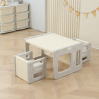 Lumendat Contemporary Nordic Rectangular Hollow PE Kids Desk & Chair Set For Home Office Lumendat
