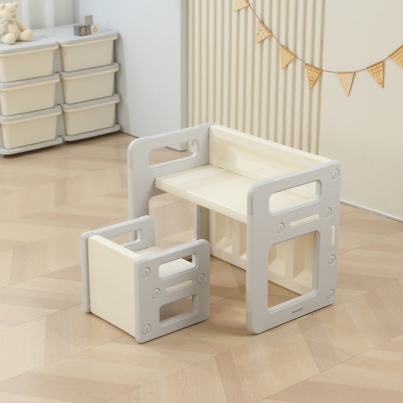 Lumendat Contemporary Nordic Rectangular Hollow PE Kids Desk & Chair Set For Home Office Lumendat