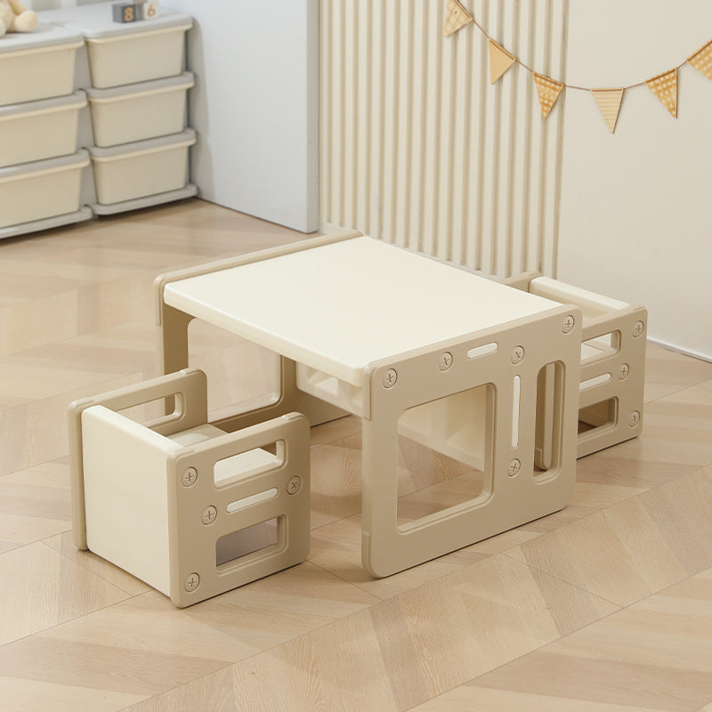Lumendat Contemporary Nordic Rectangular Hollow PE Kids Desk & Chair Set For Home Office Lumendat