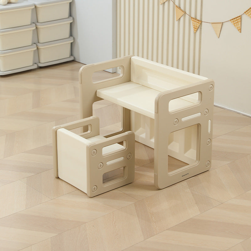 Lumendat Contemporary Nordic Rectangular Hollow PE Kids Desk & Chair Set For Home Office Lumendat