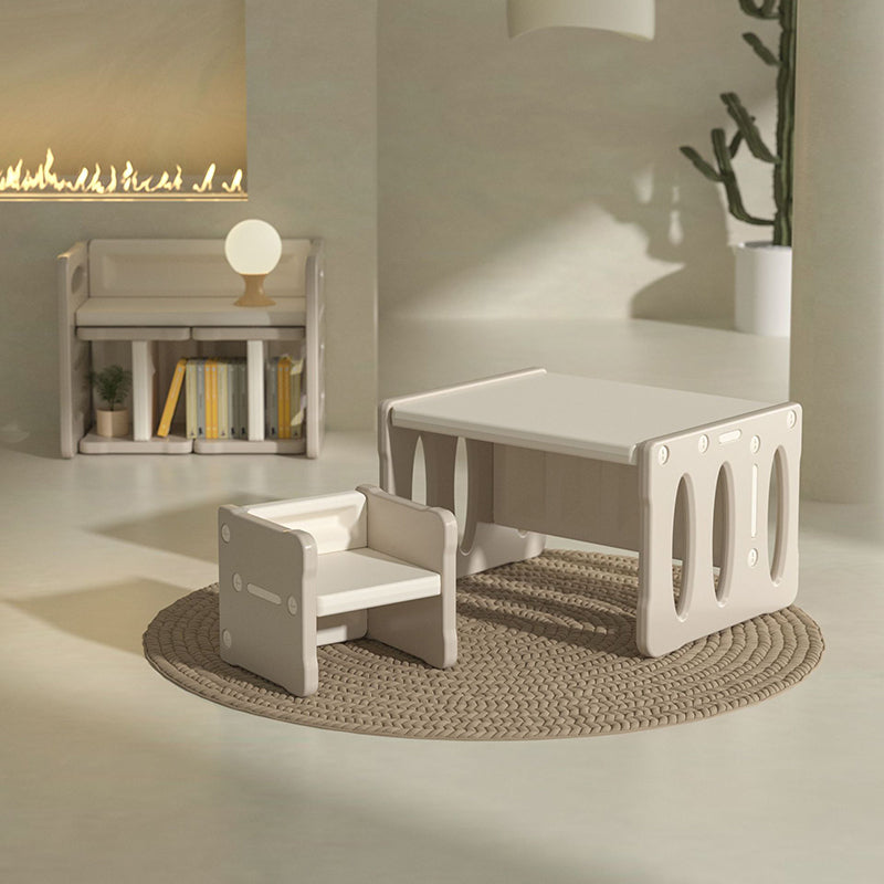 Lumendat Contemporary Nordic Rectangular Hollow PE Kids Desk & Chair Set For Home Office Lumendat