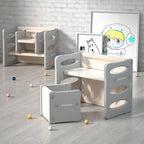 Lumendat Contemporary Nordic Rectangular Hollow PE Kids Desk & Chair Set For Home Office Lumendat