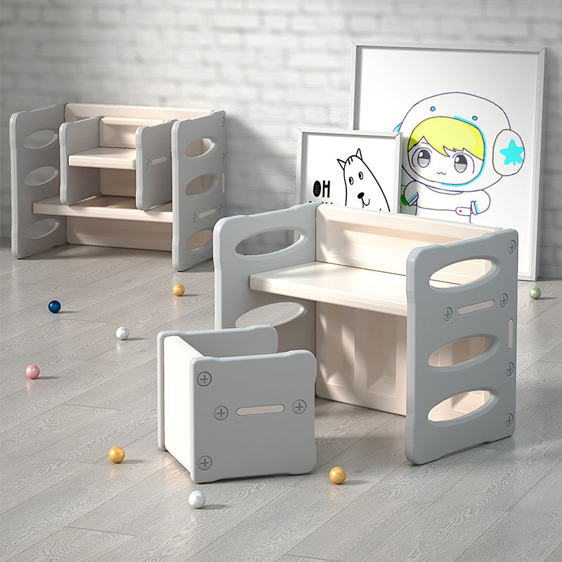 Lumendat Contemporary Nordic Rectangular Hollow PE Kids Desk & Chair Set For Home Office Lumendat