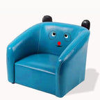 Lumendat Contemporary Creative Curved Bear Shape Faux Oiled Waxed Leather Solid Wood Kids Accent Chair Backrest Armrest For Living Room Lumendat