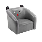 Lumendat Contemporary Creative Curved Bear Shape Faux Oiled Waxed Leather Solid Wood Kids Accent Chair Backrest Armrest For Living Room Lumendat