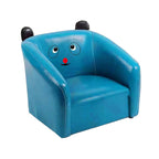 Lumendat Contemporary Creative Curved Bear Shape Faux Oiled Waxed Leather Solid Wood Kids Accent Chair Backrest Armrest For Living Room Lumendat