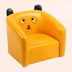 Lumendat Contemporary Creative Curved Bear Shape Faux Oiled Waxed Leather Solid Wood Kids Accent Chair Backrest Armrest For Living Room Lumendat