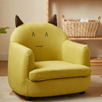 Lumendat Contemporary Creative Animal-Shaped PU Leather Cotton Linen Solid Wood Accent Chair Backrest Armrest For Living Room Lumendat
