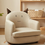 Lumendat Contemporary Creative Animal-Shaped PU Leather Cotton Linen Solid Wood Accent Chair Backrest Armrest For Living Room Lumendat