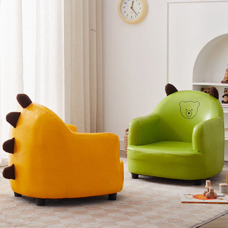 Lumendat Contemporary Creative Animal-Shaped PU Leather Cotton Linen Solid Wood Accent Chair Backrest Armrest For Living Room Lumendat