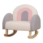 Lumendat Contemporary Creative Kids Rainbow Teddy Plush Solid Wood Rocking Chair Backrest Armrest For Living Room Lumendat