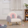Lumendat Contemporary Creative Kids Rainbow Teddy Plush Solid Wood Rocking Chair Backrest Armrest For Living Room Lumendat