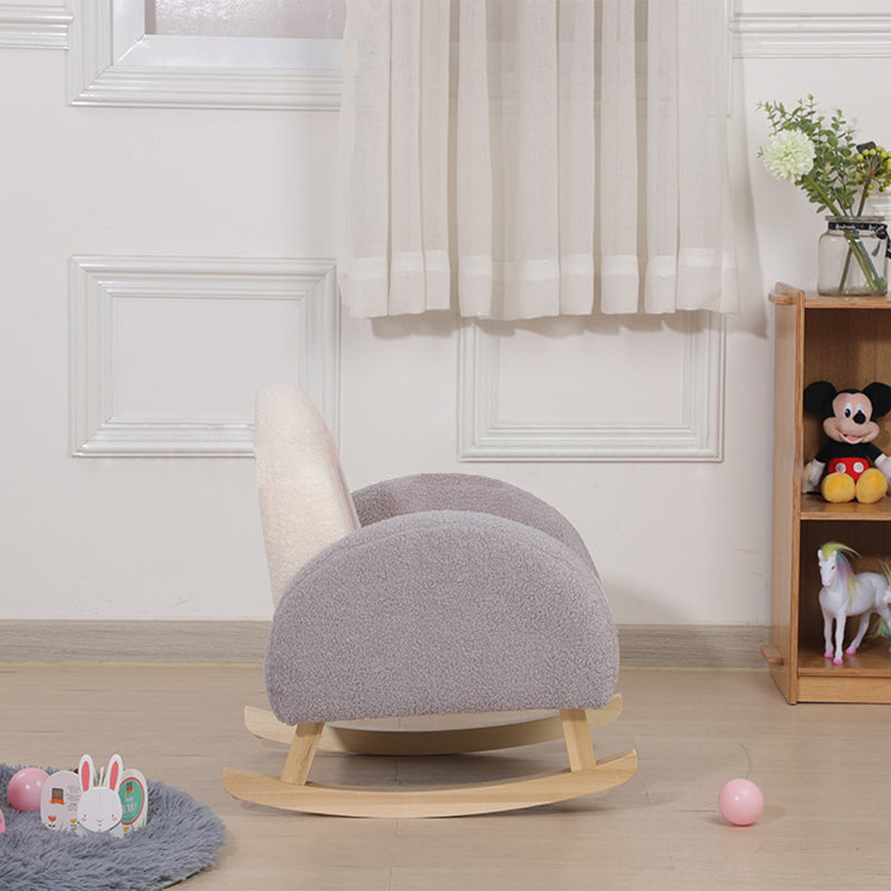 Lumendat Contemporary Creative Kids Rainbow Teddy Plush Solid Wood Rocking Chair Backrest Armrest For Living Room Lumendat